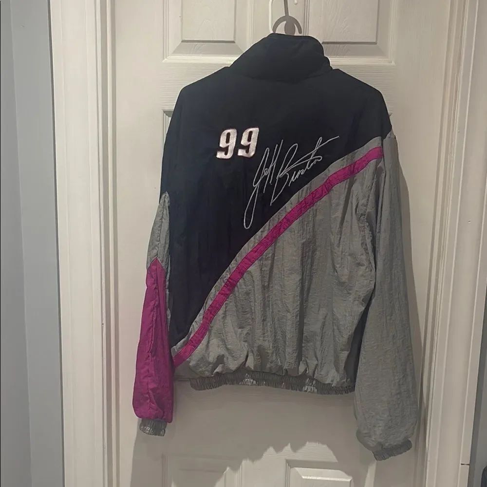Vintage Gray and Pink Bomber Jacket with Sporty Color-Blocked Design unisex